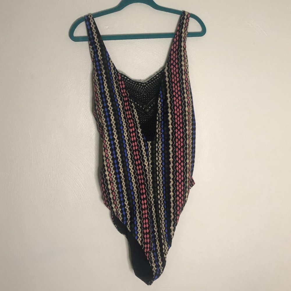 Women's Deep V multi colored One Piece Swim 24/26